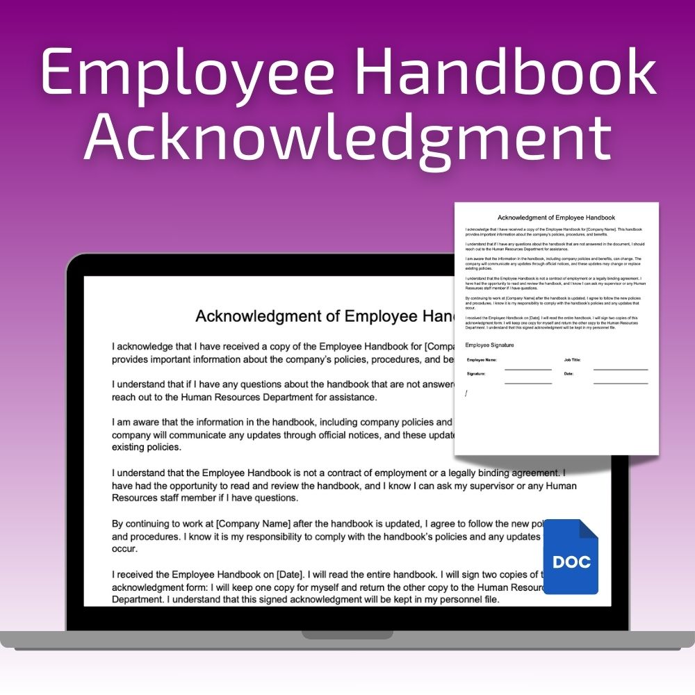 Employee Handbook Acknowledgment Form Template