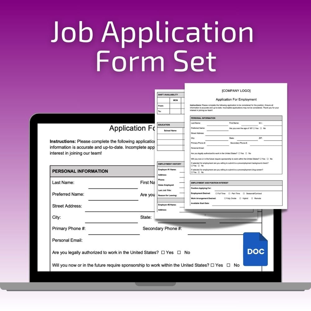 Job Application Form Set