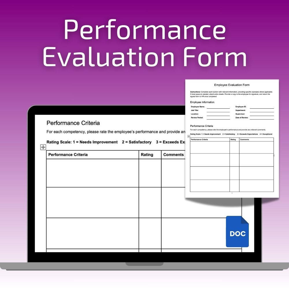 Employee Performance Evaluation Form Template
