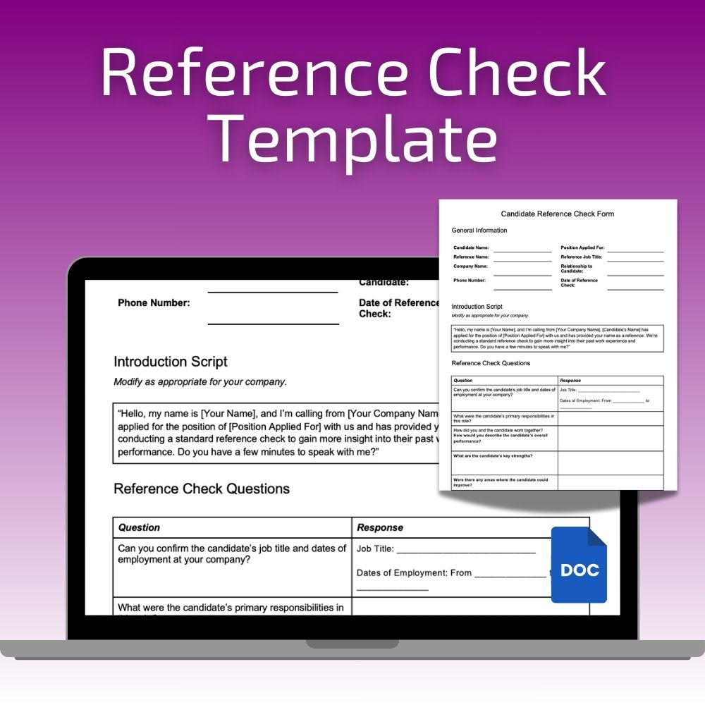 Candidate Reference Check Template