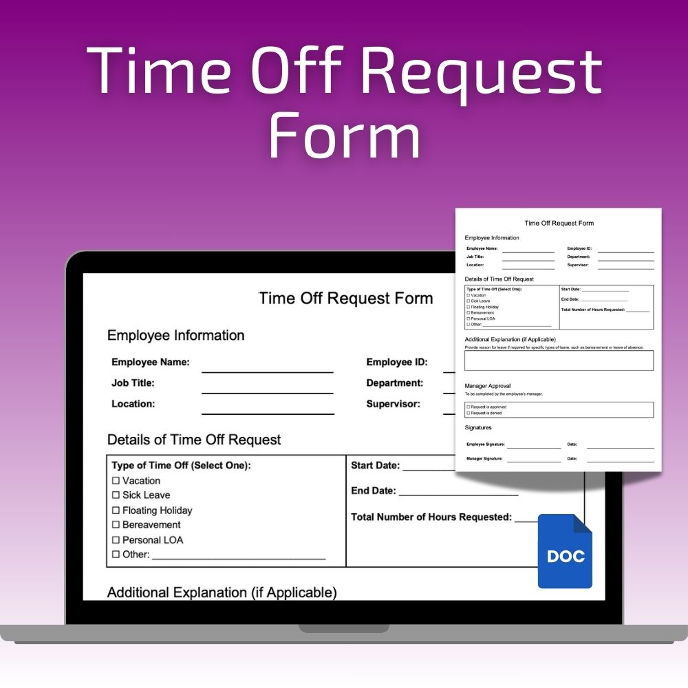 time off request form for small business sample
