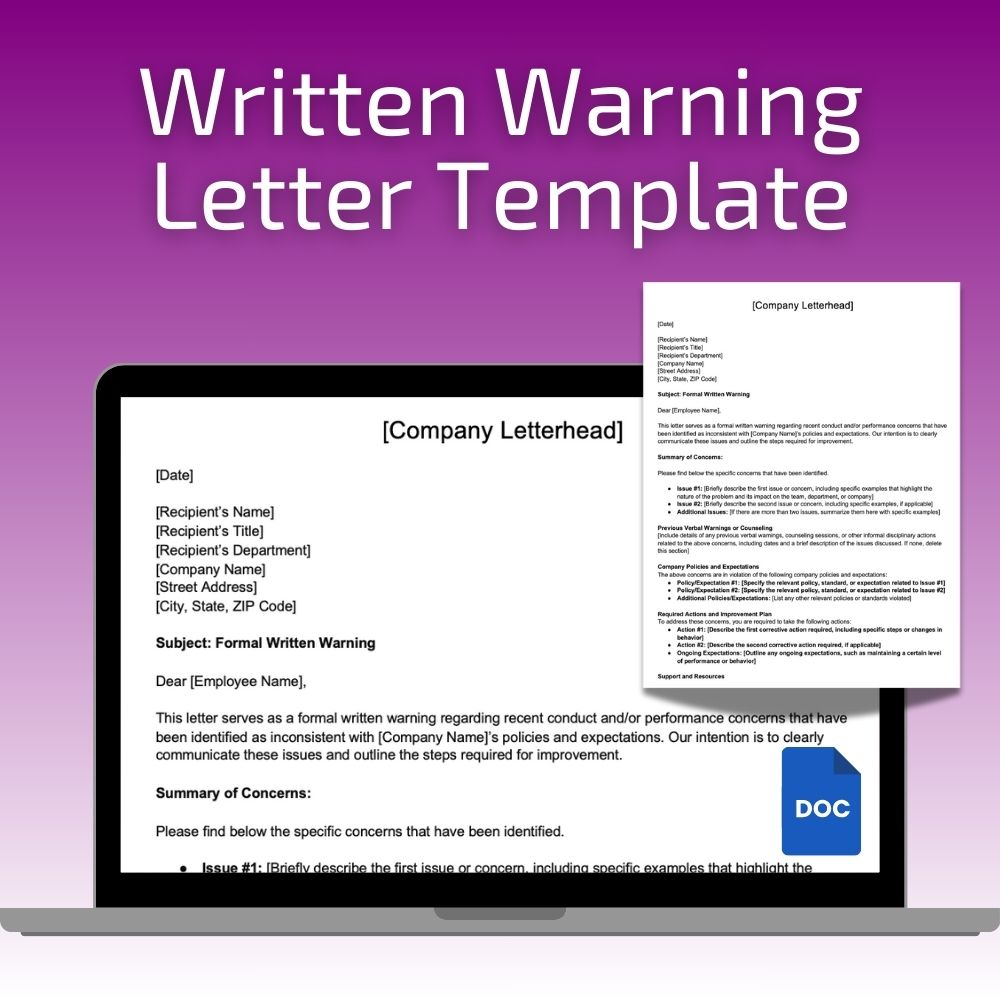 word document written warning to employee