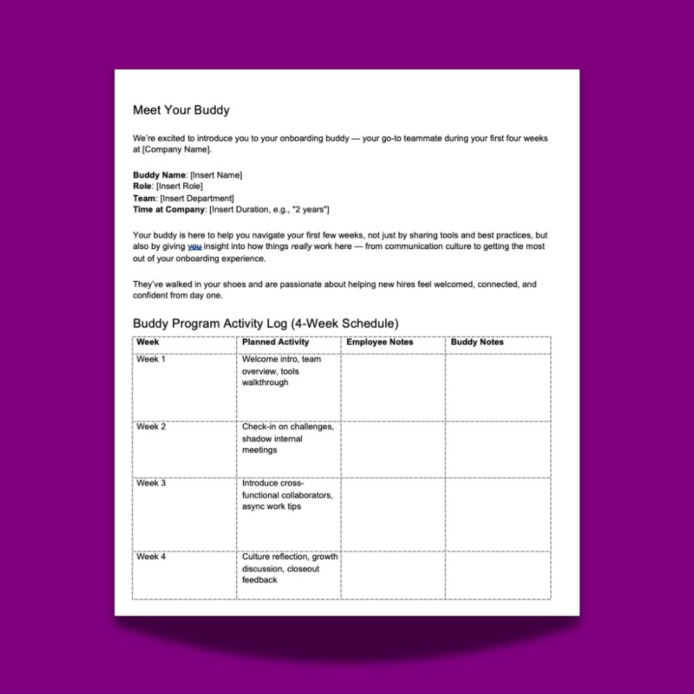 new hire buddy program template sample