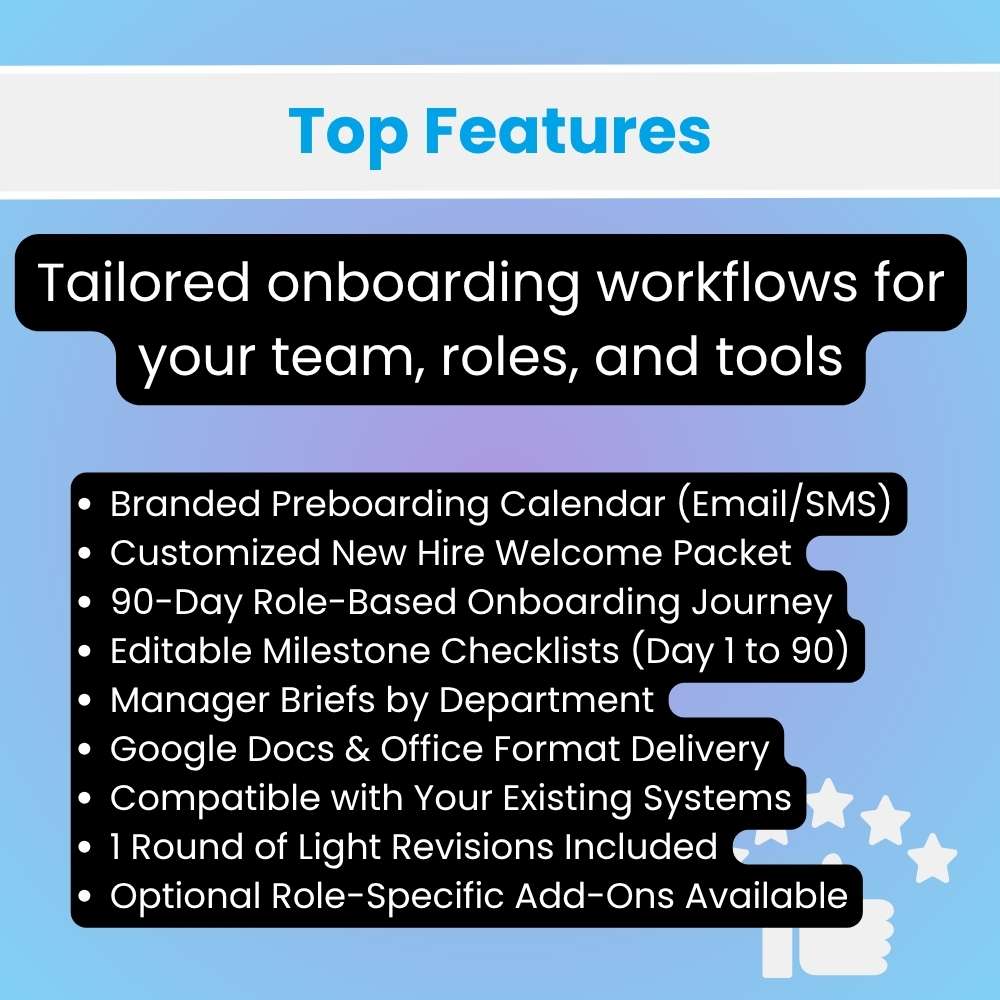 custom pre-boarding and onboarding template service top features