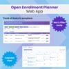 Open Enrollment communication planner web app interface showing timeline and key milestones