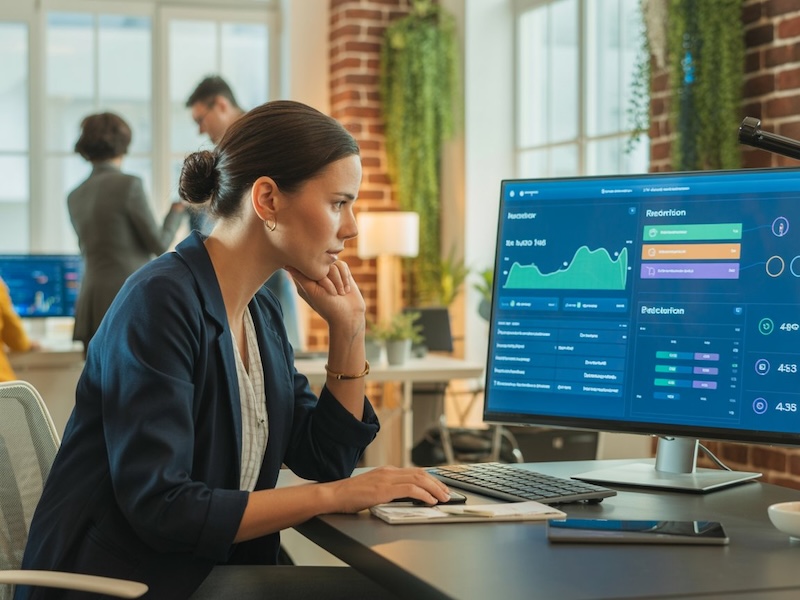 an HR manager exploring HR analytics on the small business HRIS